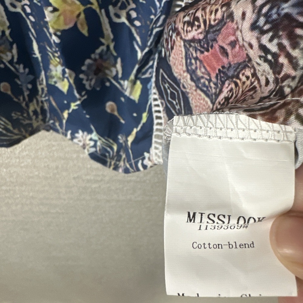 Misslook Women's XXL Boho Hippie Cottagecore Floral Faux Patchwork Print Fairy - Picture 6 of 12